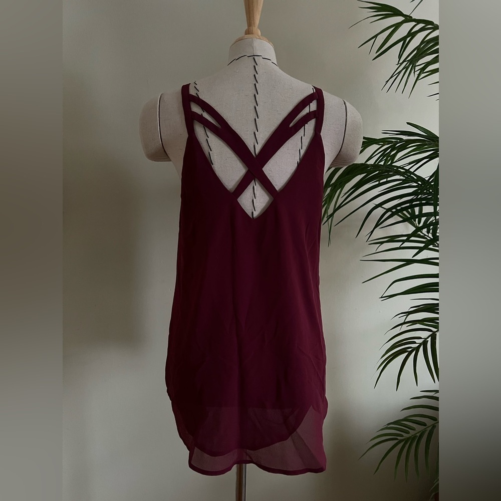Naked Zebra Heartbeeps Strappy Cami Top | Burgundy Wine Color | Size S - Picture 5 of 12